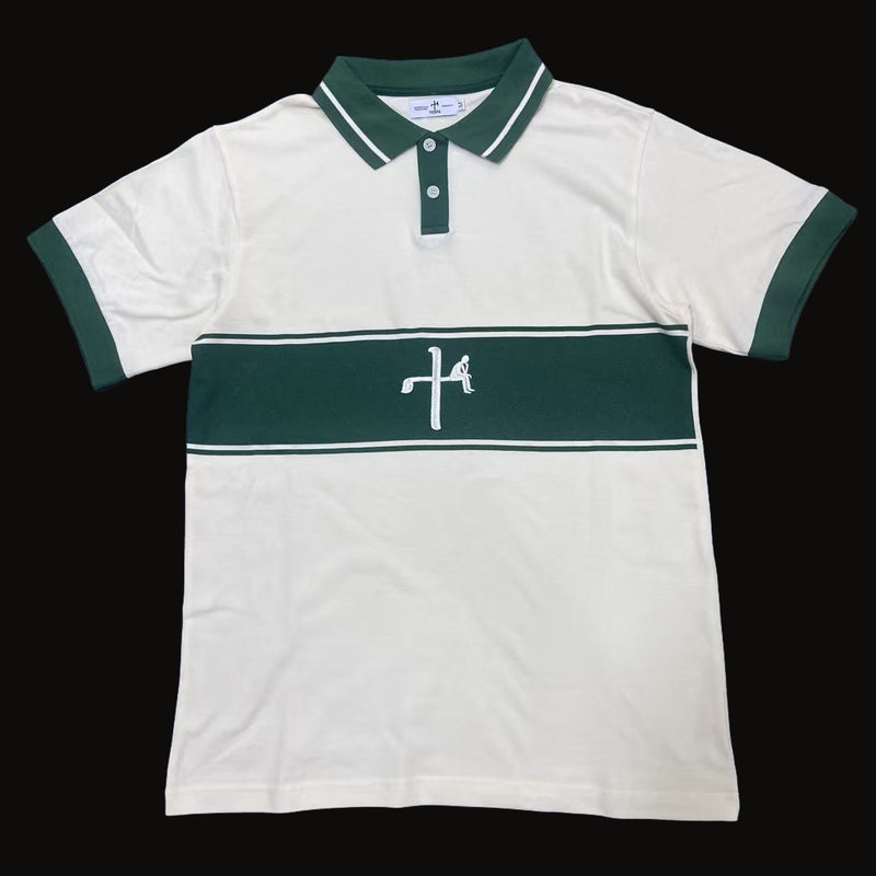 Green & Cream Striped Polo