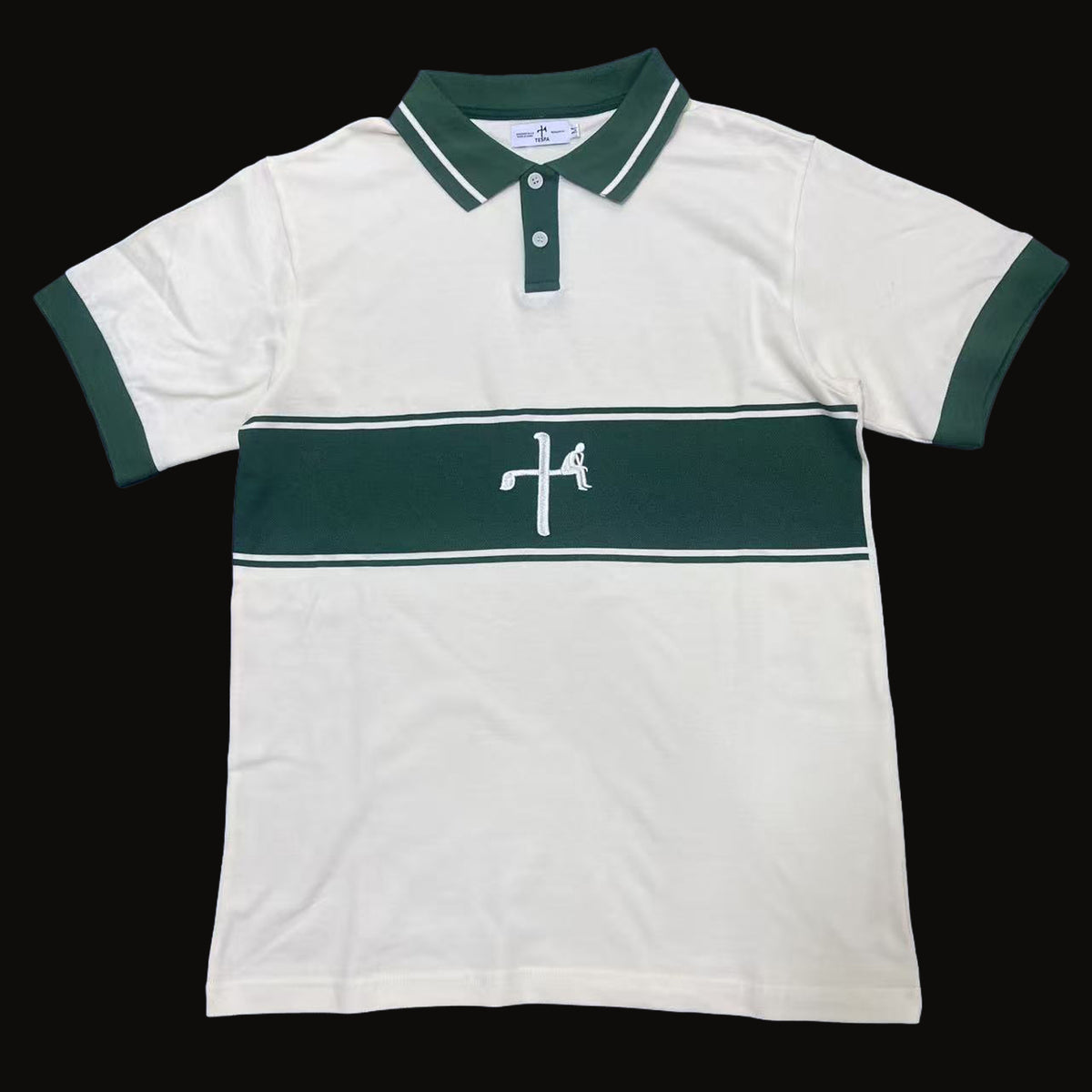 Green & Cream Striped Polo