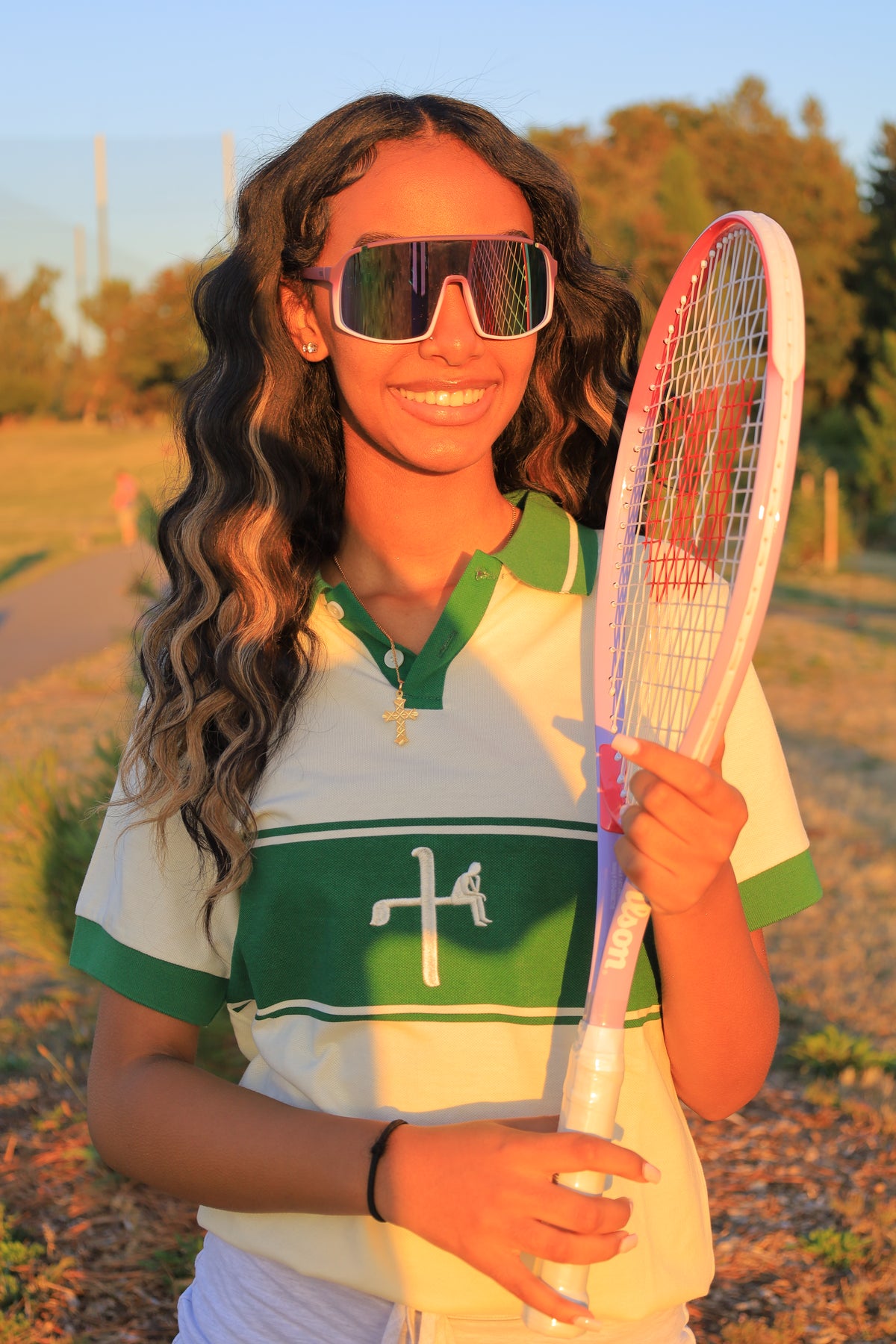 Green & Cream Striped Polo